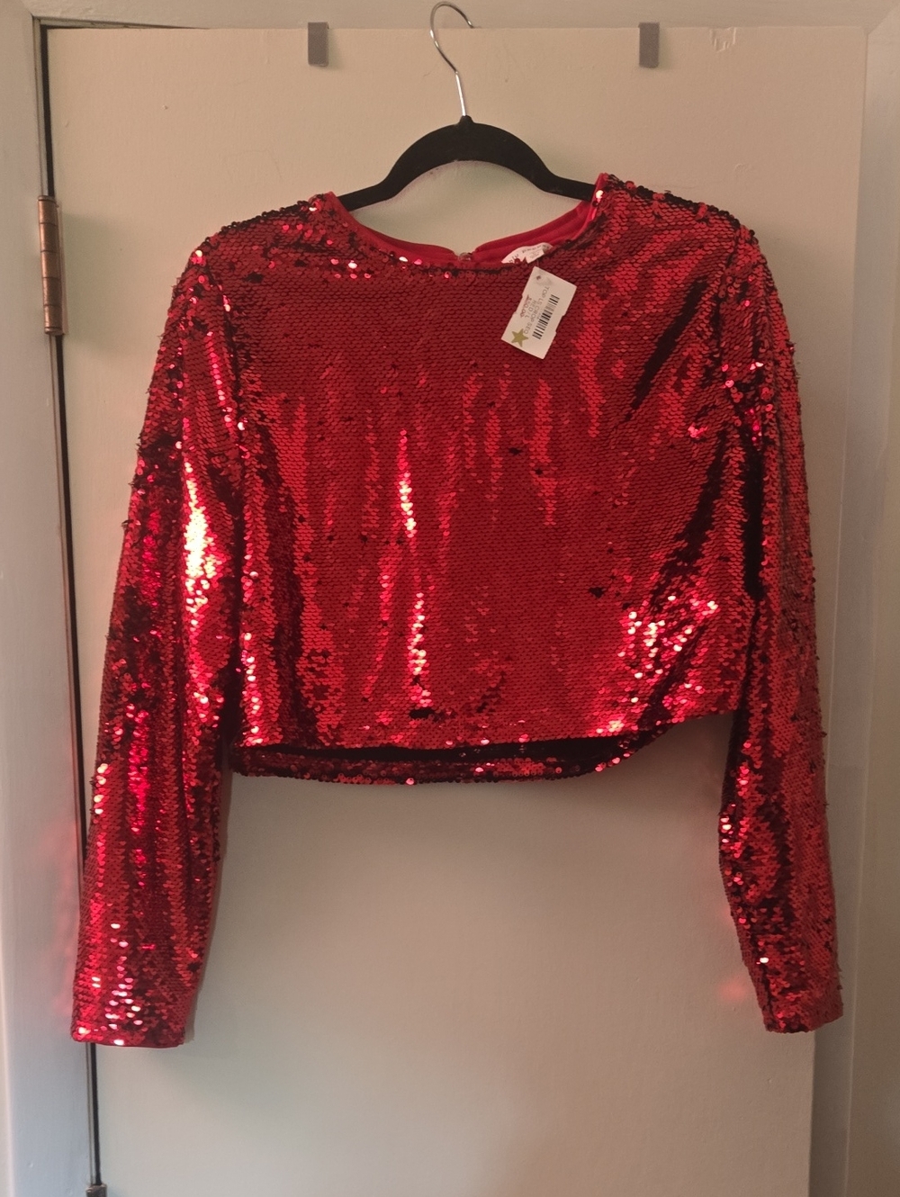 Blu Pepper Red Sequin Party Cropped Top